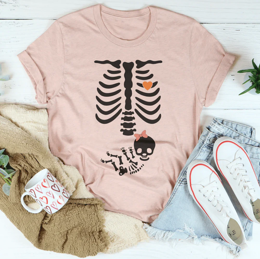Pregnant Skeleton Baby Girl Tee product image 4