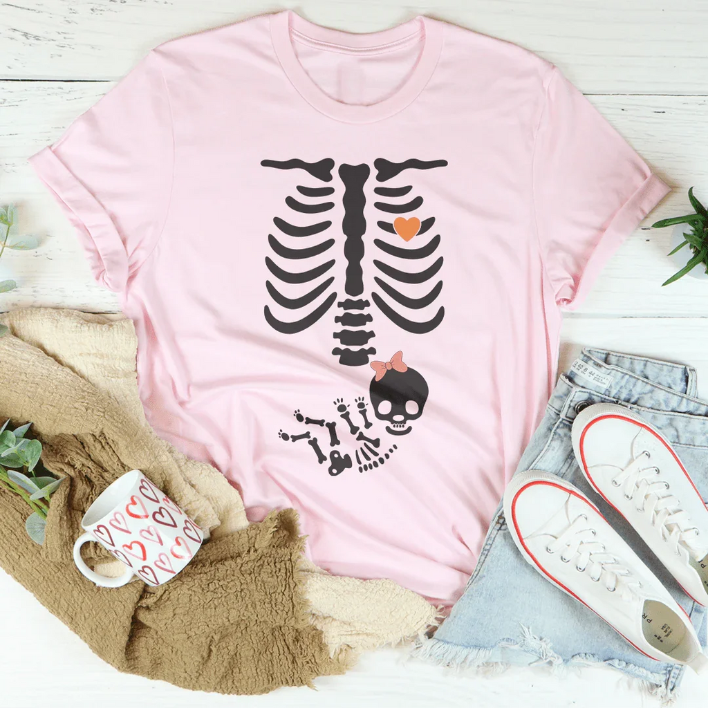 Pregnant Skeleton Baby Girl Tee product image 1