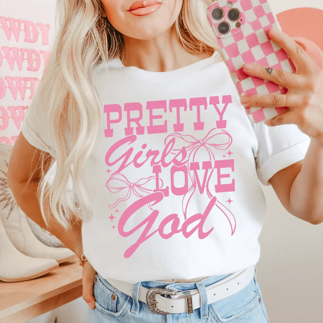 Christian Women's Faith Top – "Pretty Girls Love God" product image 1