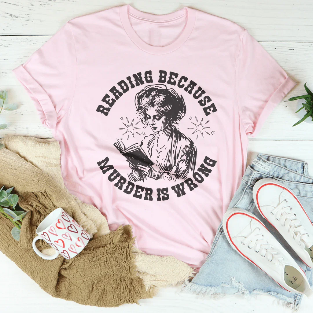 Reading Because Murder Is Wrong Tee product image 4