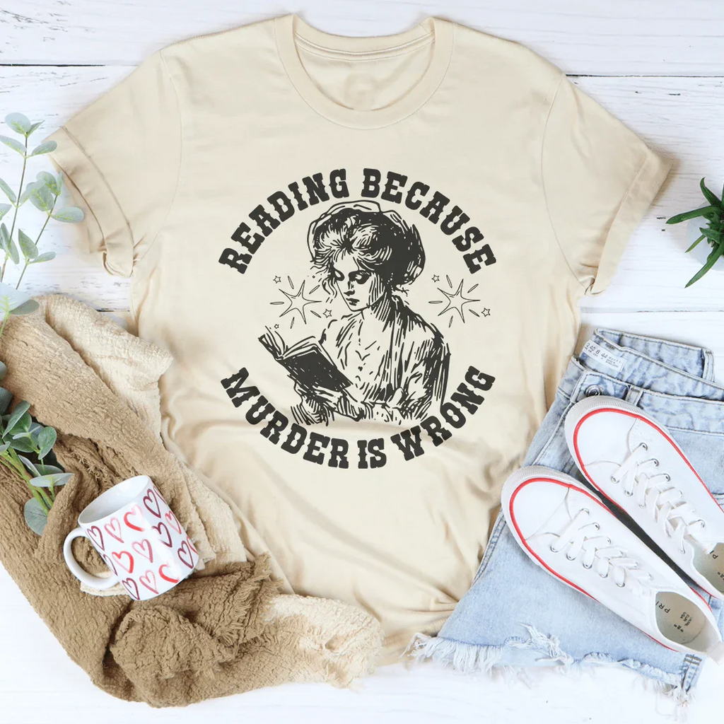 Reading Because Murder Is Wrong Tee product image 1