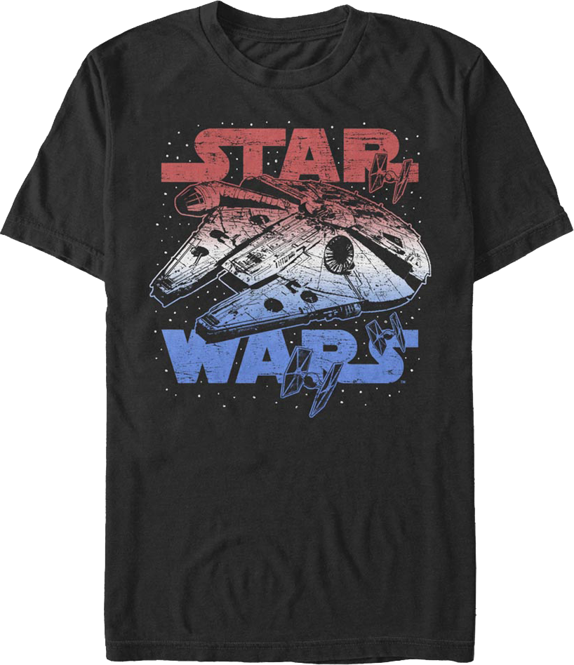 Red White Blue Millennium Falcon Star Wars T-Shirt product image 1