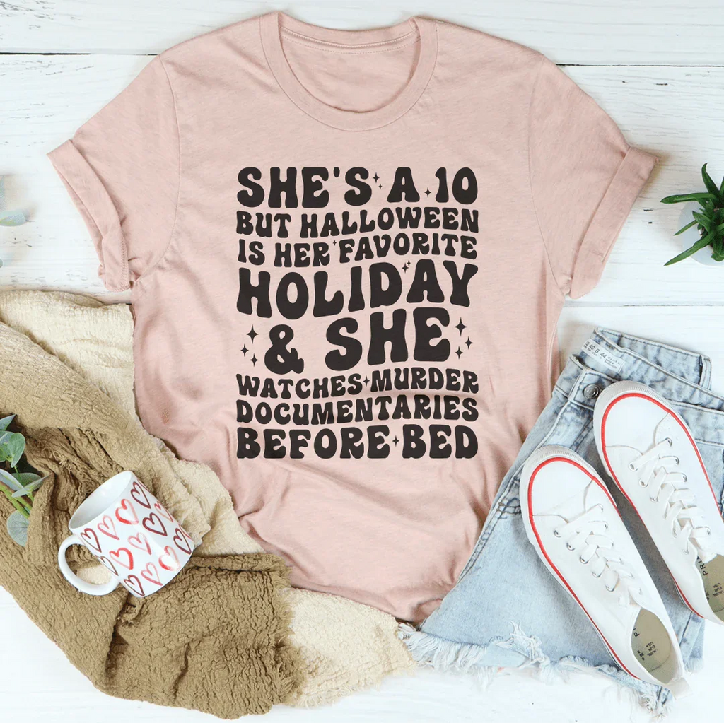 She's A 10 But Halloween Is Her Favorite Holiday Tee product image 4