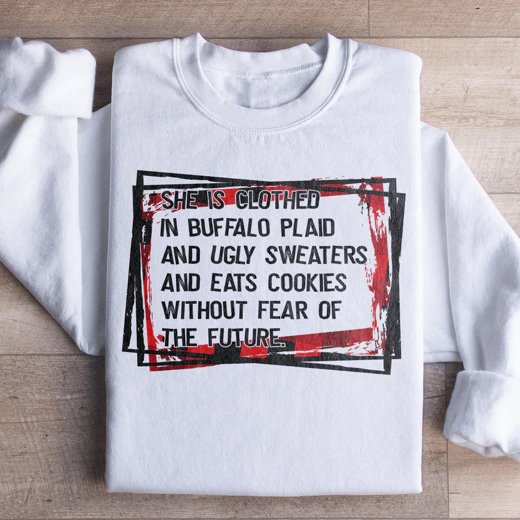 She's Clothed In Buffalo Plaid And Ugly Sweaters Sweatshirt product image 2