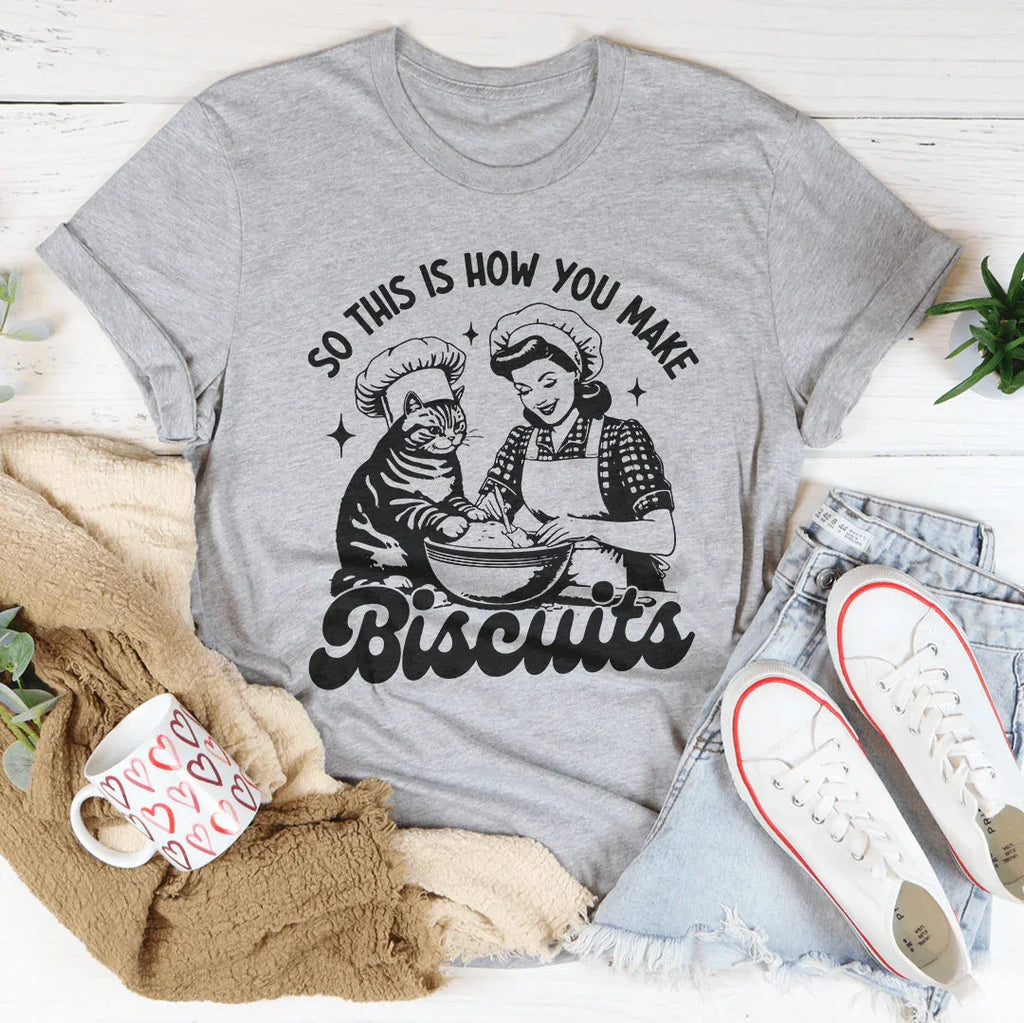 Retro Cat Baker Graphic Shirt – \"SO THIS IS HOW YOU MAKE product image 4