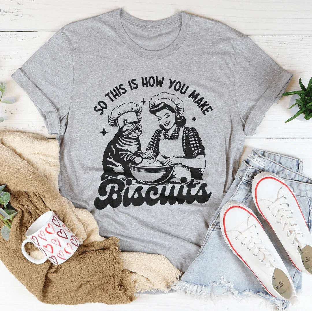 Retro Cat Baker Graphic Shirt – \"SO THIS IS HOW YOU MAKE product image 4