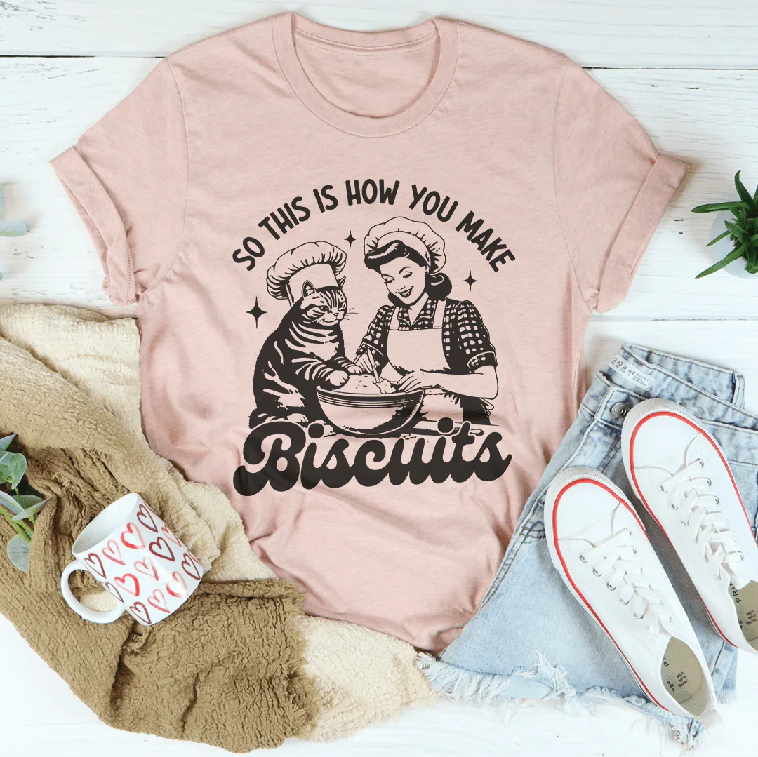 Retro Cat Baker Graphic Shirt – \"SO THIS IS HOW YOU MAKE product image 1
