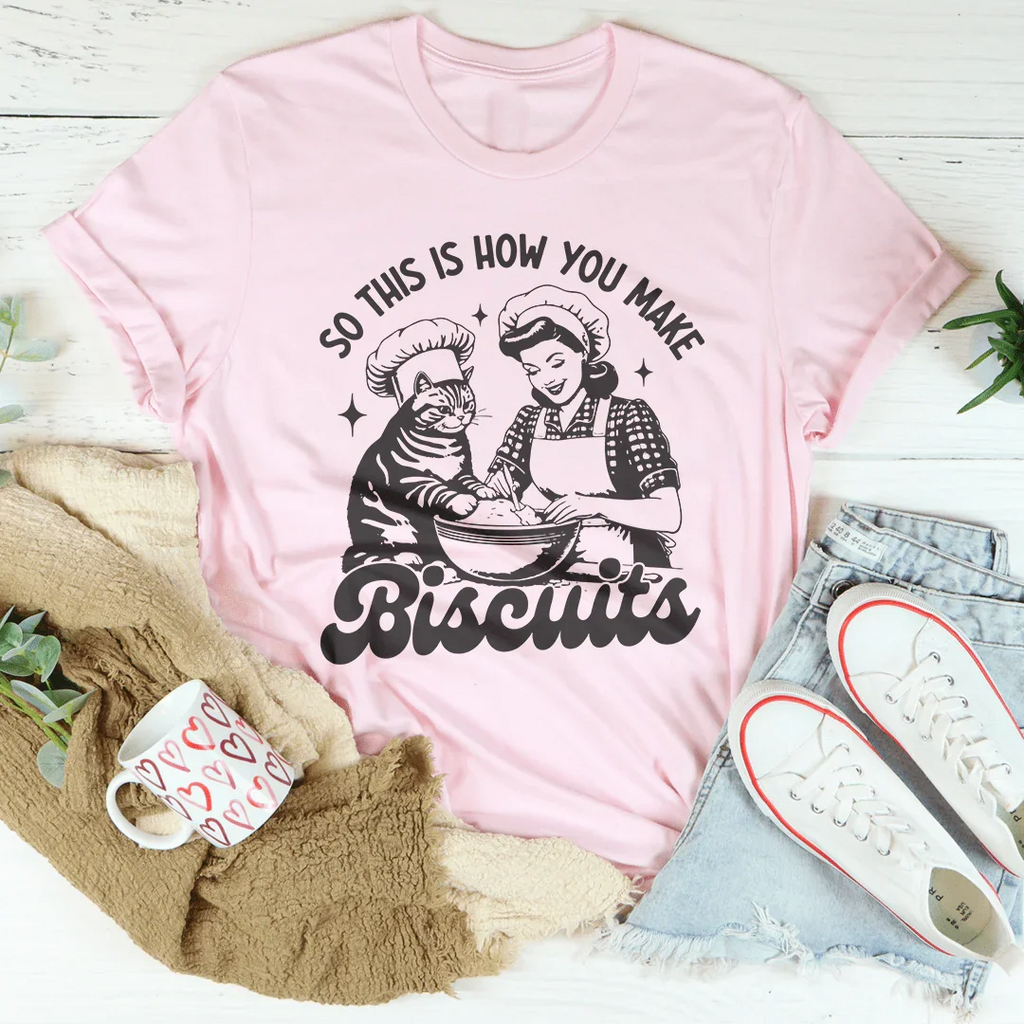 Retro Cat Baker Graphic Shirt – \"SO THIS IS HOW YOU MAKE product image 2