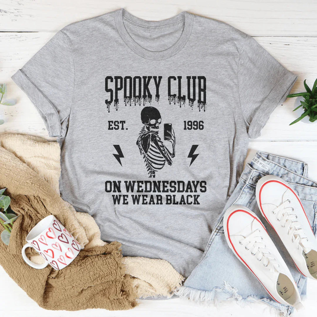 Spooky Club Est 1996 On Wednesdays We Wear Black Tee product image 4