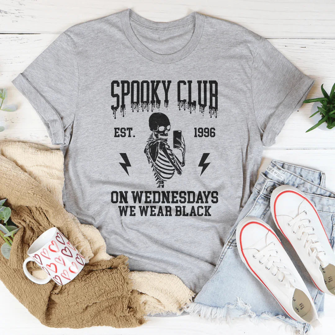 Spooky Club Est 1996 On Wednesdays We Wear Black Tee product image 4