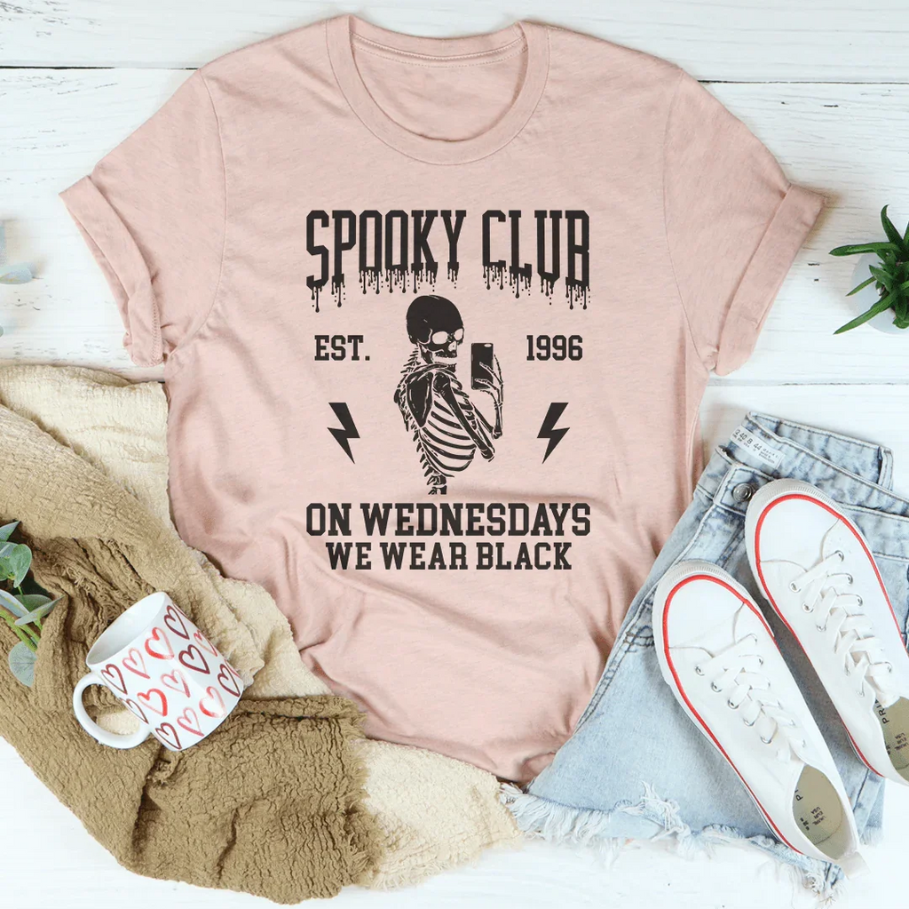 Spooky Club Est 1996 On Wednesdays We Wear Black Tee product image 2
