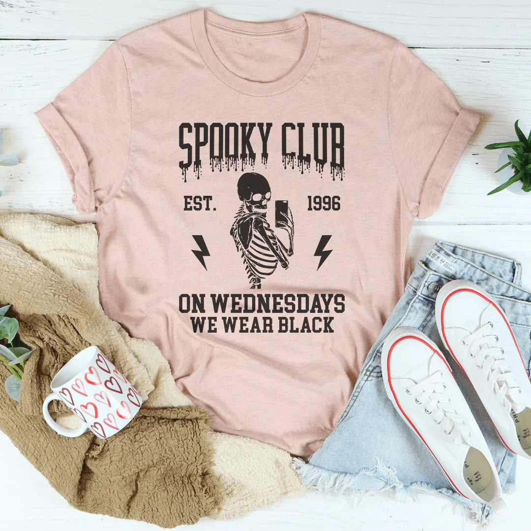 Spooky Club Est 1996 On Wednesdays We Wear Black Tee product image 2