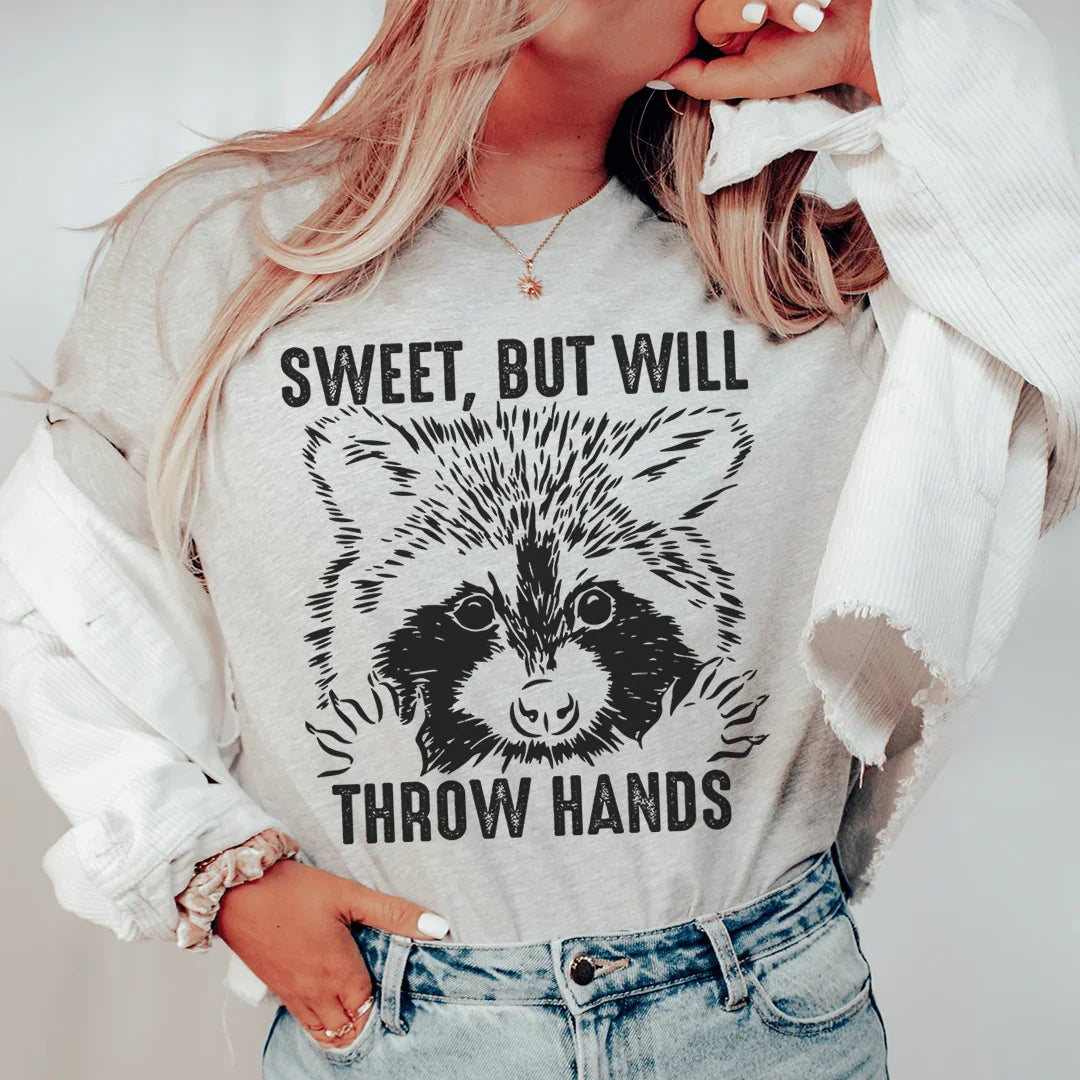Sassy Raccoon Animal Lover Graphic Tee – "Sweet, But Will product image 1
