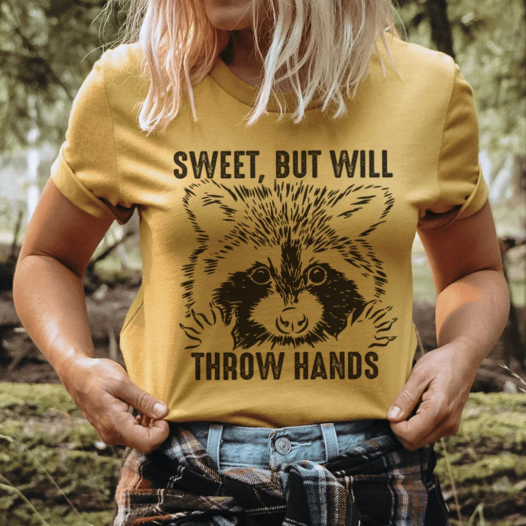 Sassy Raccoon Animal Lover Graphic Tee – "Sweet, But Will product image 2