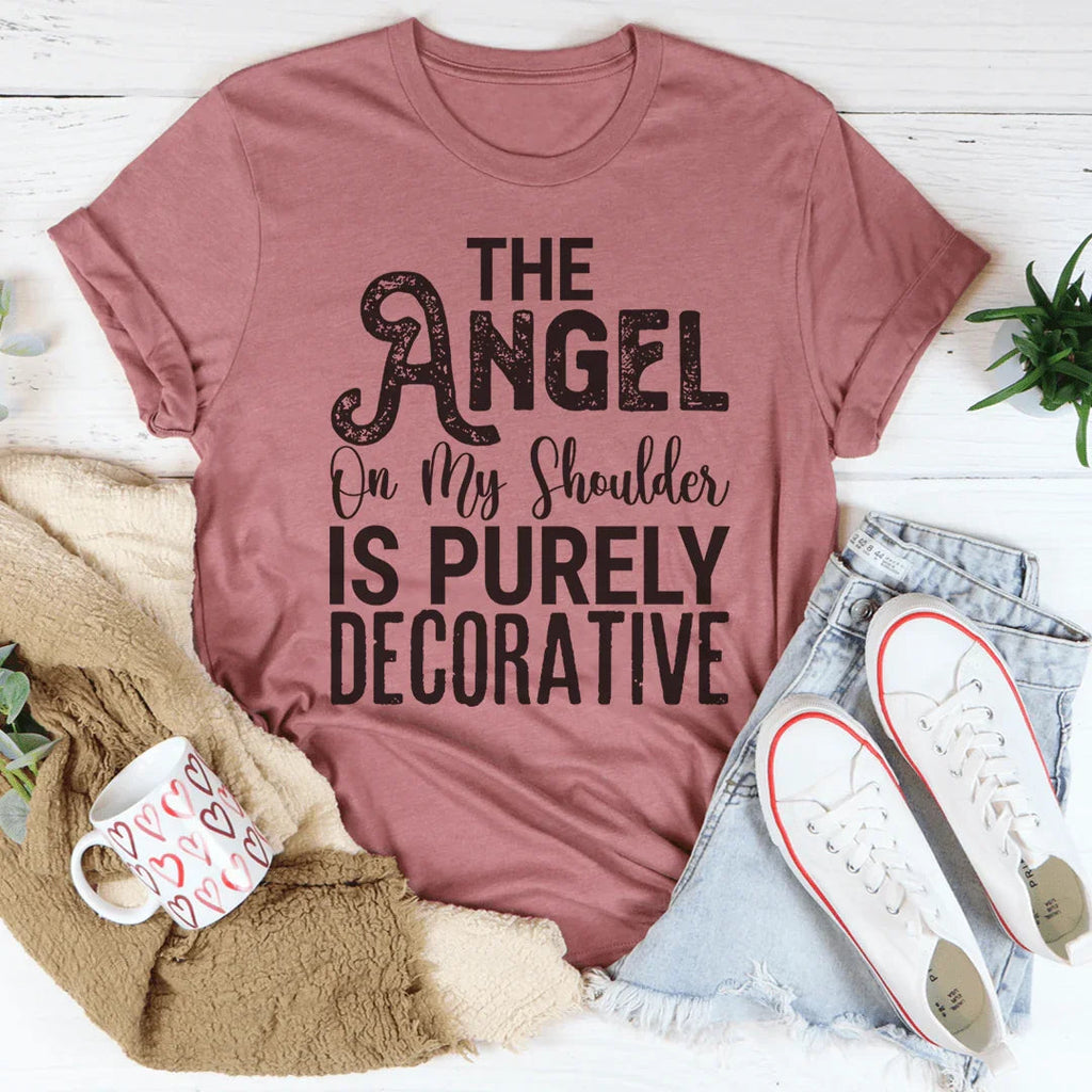 The Angel On My Shoulder Is Purely Decorative Tee product image 4