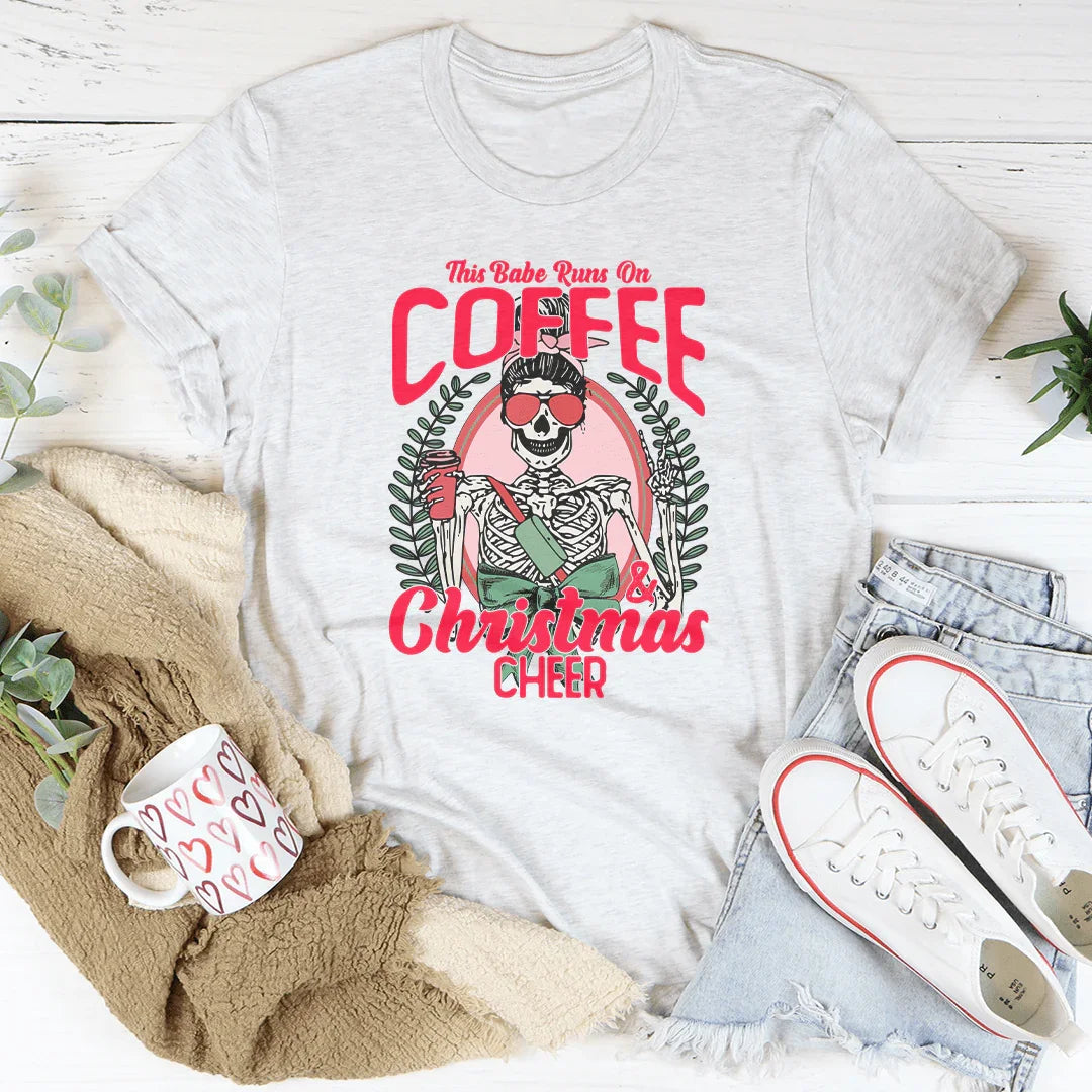 This Babe Runs On Coffee & Christmas Cheer Tee product image 3