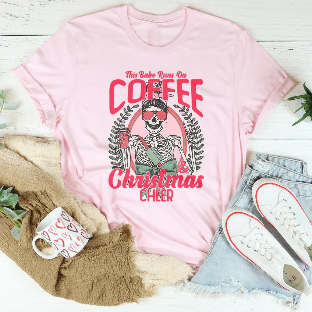 This Babe Runs On Coffee & Christmas Cheer Tee product image 1