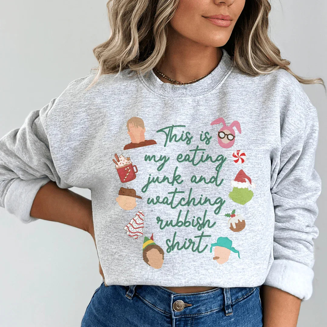 This Is My Eating Junk And Watching Rubbish Shirt Sweatshirt product image 3
