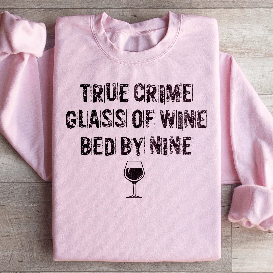 True Crime Lover Cozy Fleece Sweatshirt – Glass Of Wine Bed product image 4