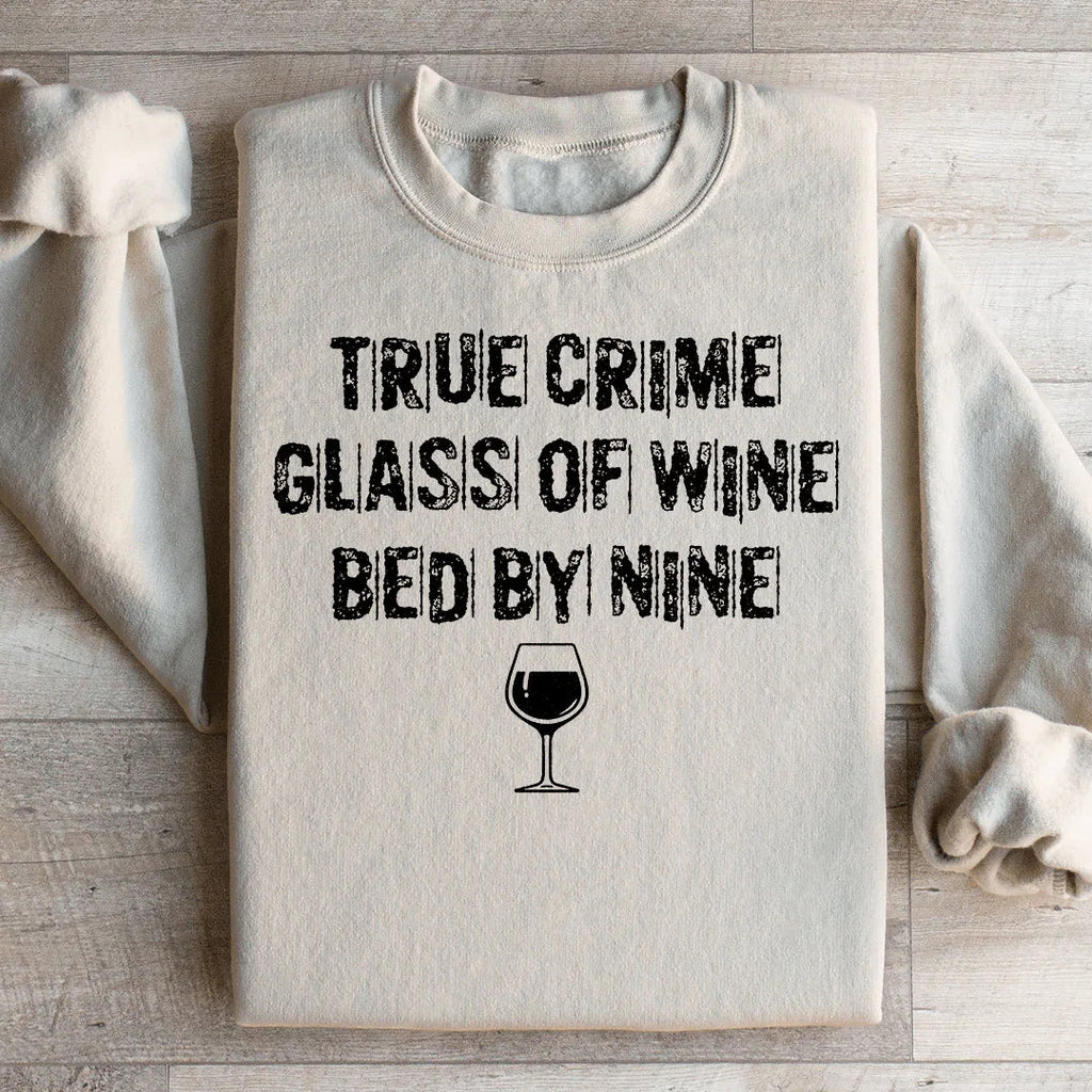 True Crime Lover Cozy Fleece Sweatshirt – Glass Of Wine Bed product image 3