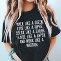 Empowering Boho Graphic Tee – \"WALK LIKE A QUEEN, LOVE A product image 1