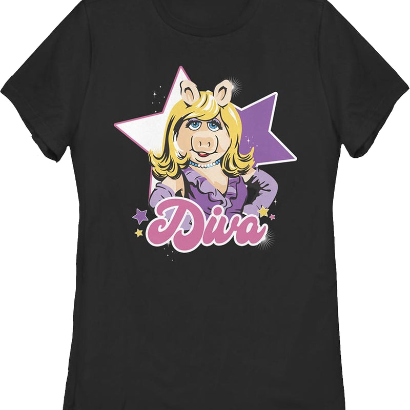 Black Womens Diva Miss Piggy Muppets Shirt product image 1