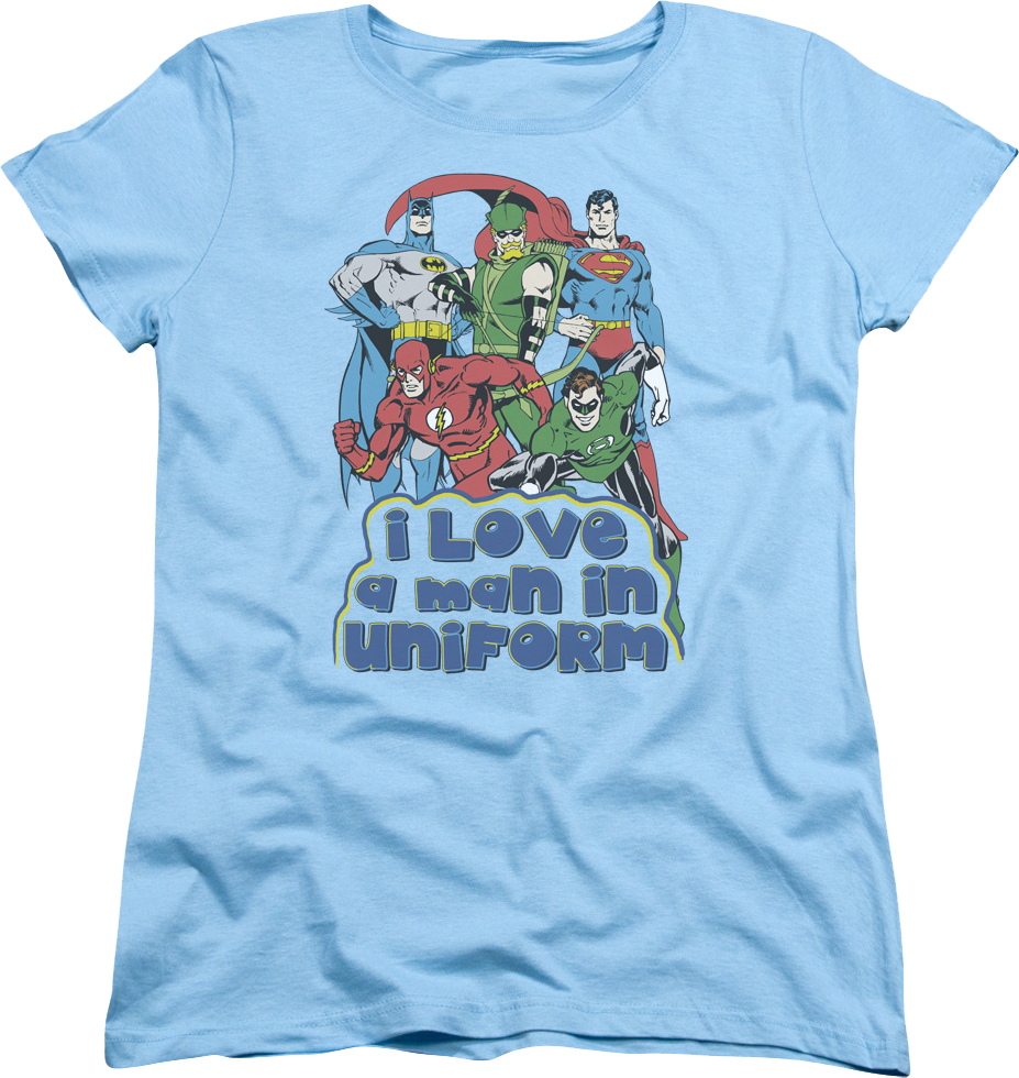 Womens I Love A Man In Uniform DC Comics Shirt product image 1