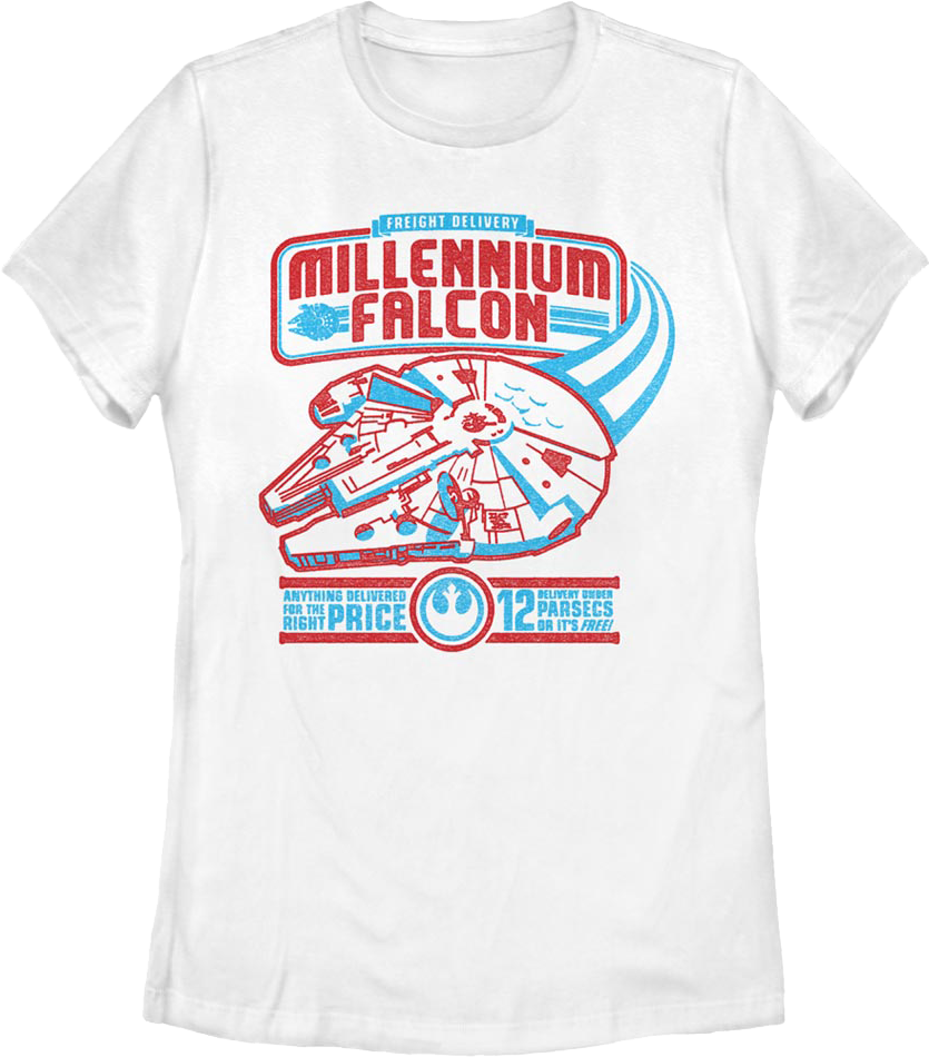Womens Millennium Falcon Freight Delivery Star Wars Shirt product image 1