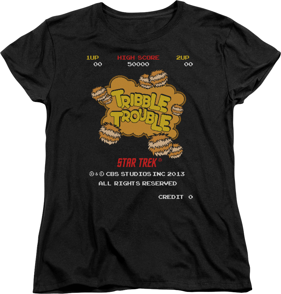 Womens Tribble Trouble Video Game Star Trek Shirt product image 1